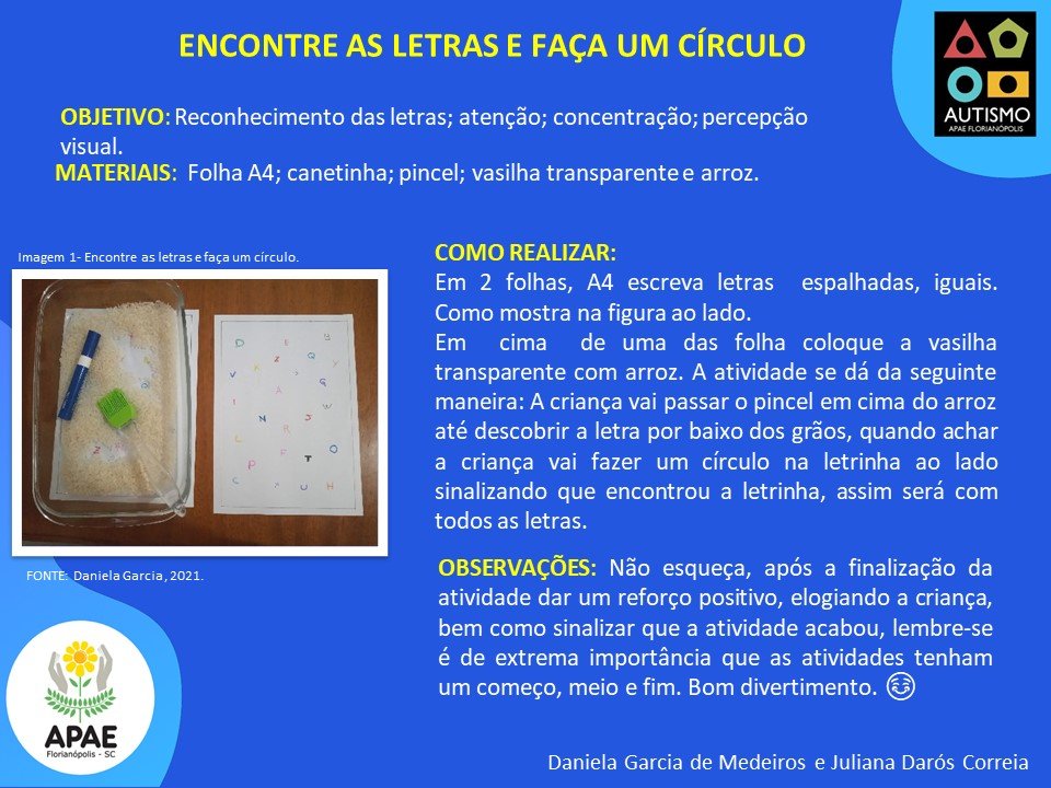 Encontre as letras e faça um círculo - AEE TEA