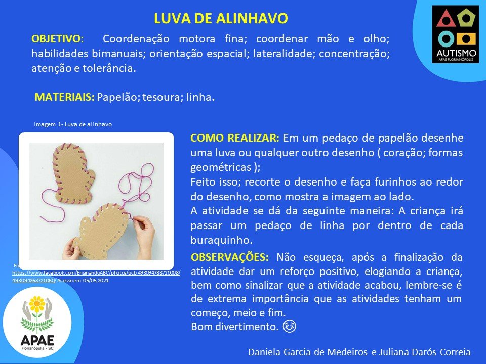 Luva de alinhavo - AEE TEA