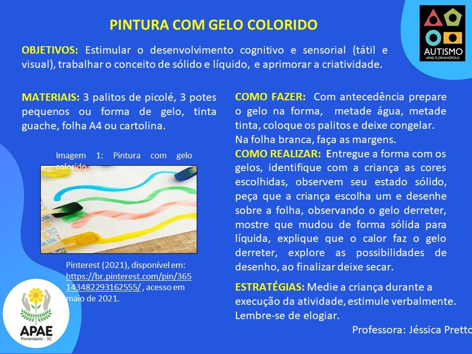 Pintura com gelo colorido - AEE TEA