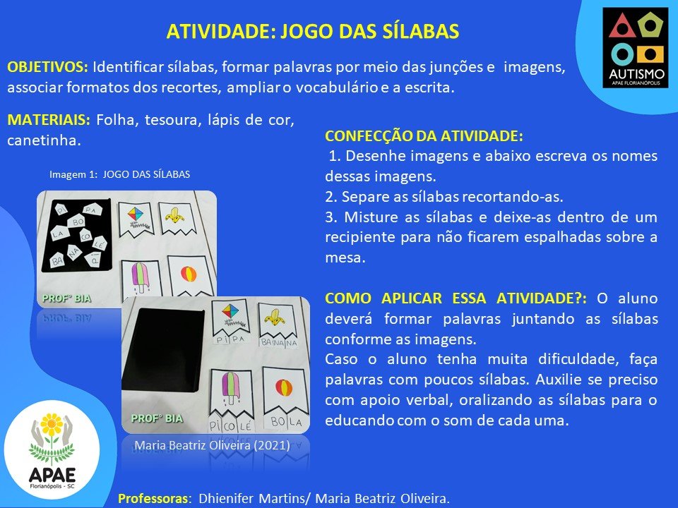 Atividade: Jogo das sílabas - AEE TEA