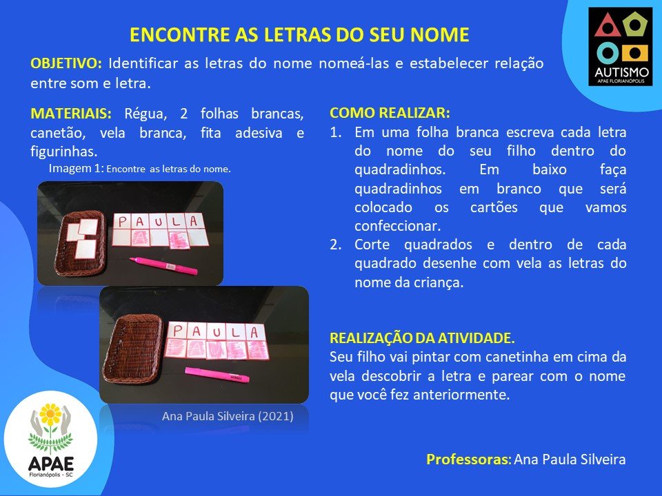 Encontre as letras do seu nome - AEE TEA