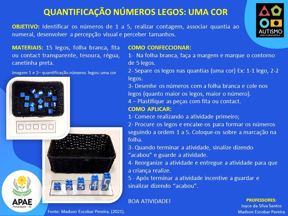  Quantificação números e lego: uma cor -Estimulação Precoce 2 TEA