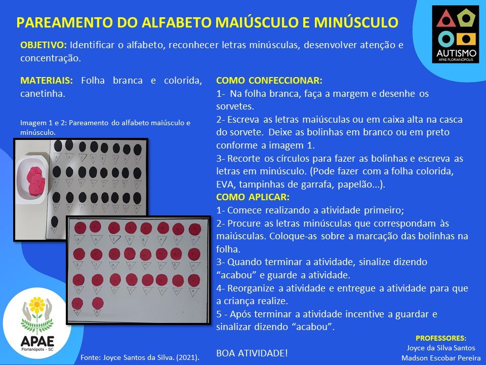 Pareamento do alfabeto maiúsculo e minúsculo Estimulação - Precoce 2 TEA