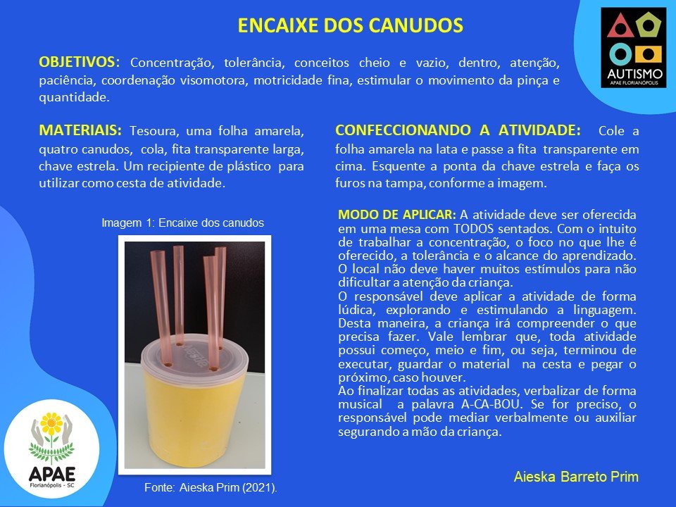 Encaixe dos canudos - Estimulação Precoce 1 TEA