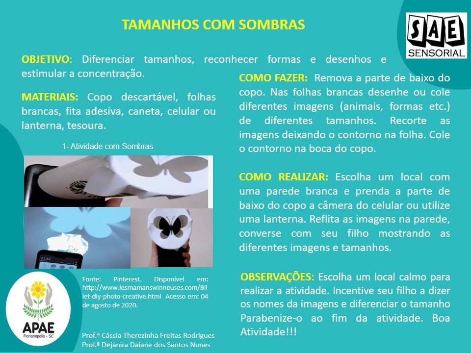 Tamanhos com sombras - SAE Sensorial