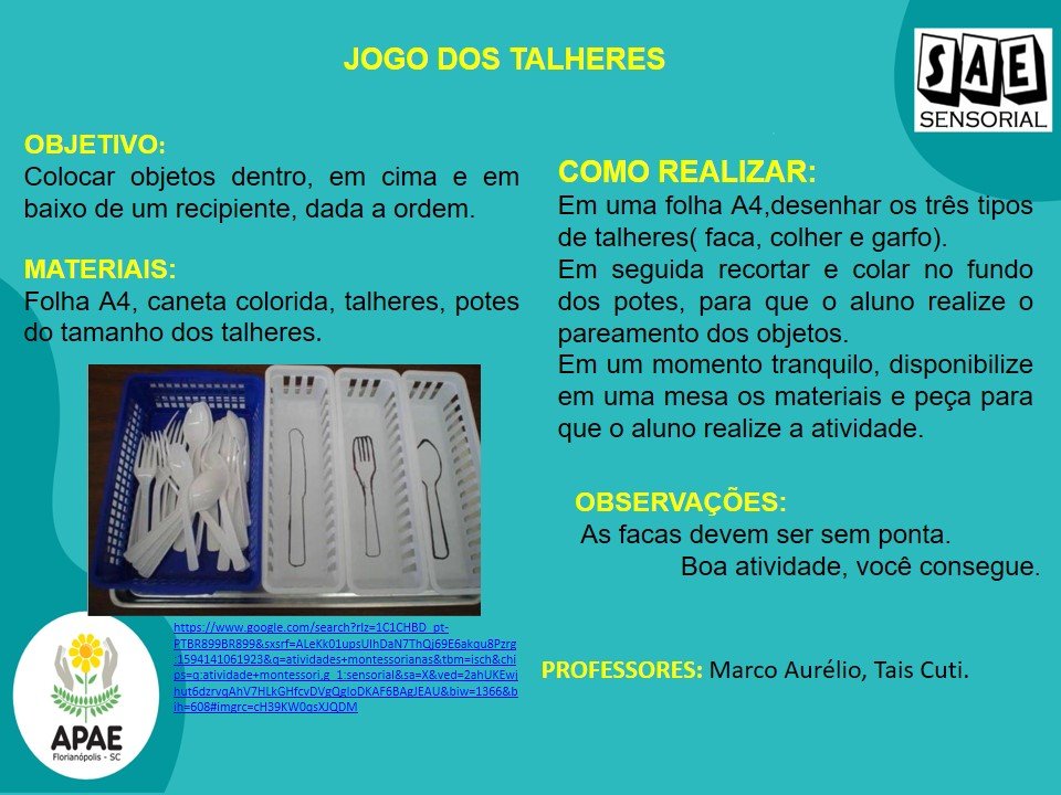 Jogo dos Talheres - SAE Sensorial