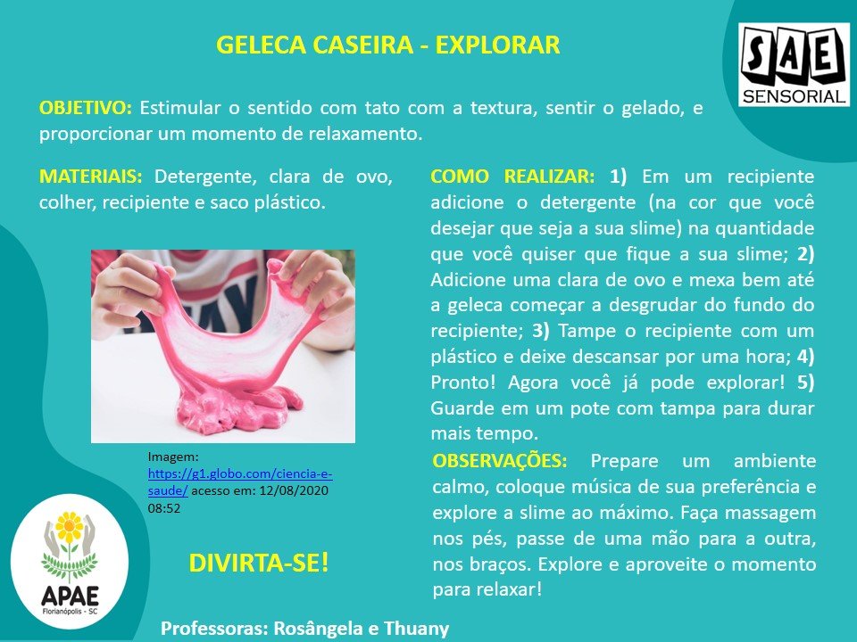 Gelecas Caseirinhas - SAE Sensorial