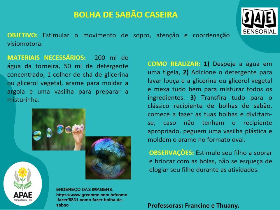 Bolha de Sabão caseira - SAE Sensorial