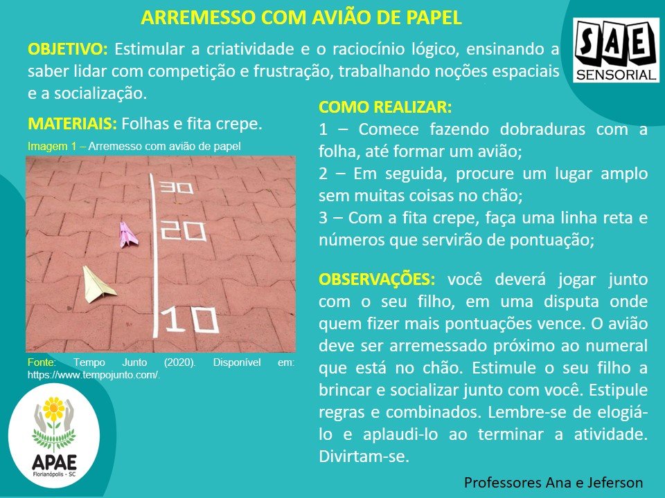 Arremesso com avião de papel - SAE Sensorial