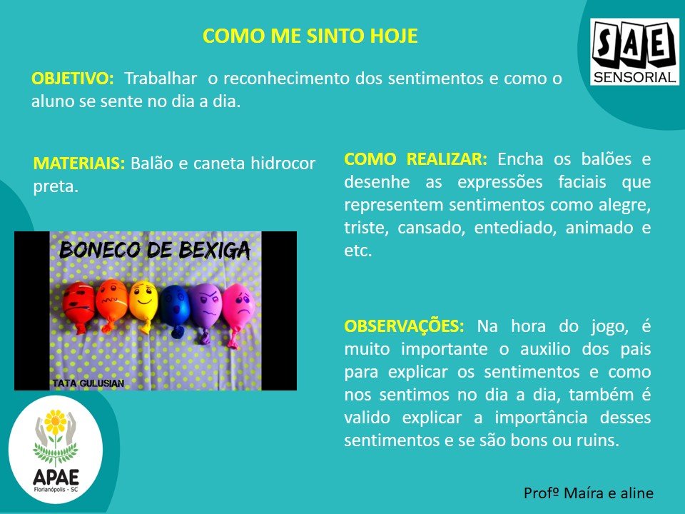 Como me sinto Hoje - SAE Sensorial
