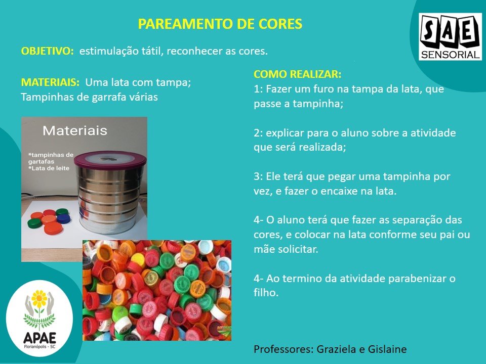 Tampas e cores - SAE Sensorial