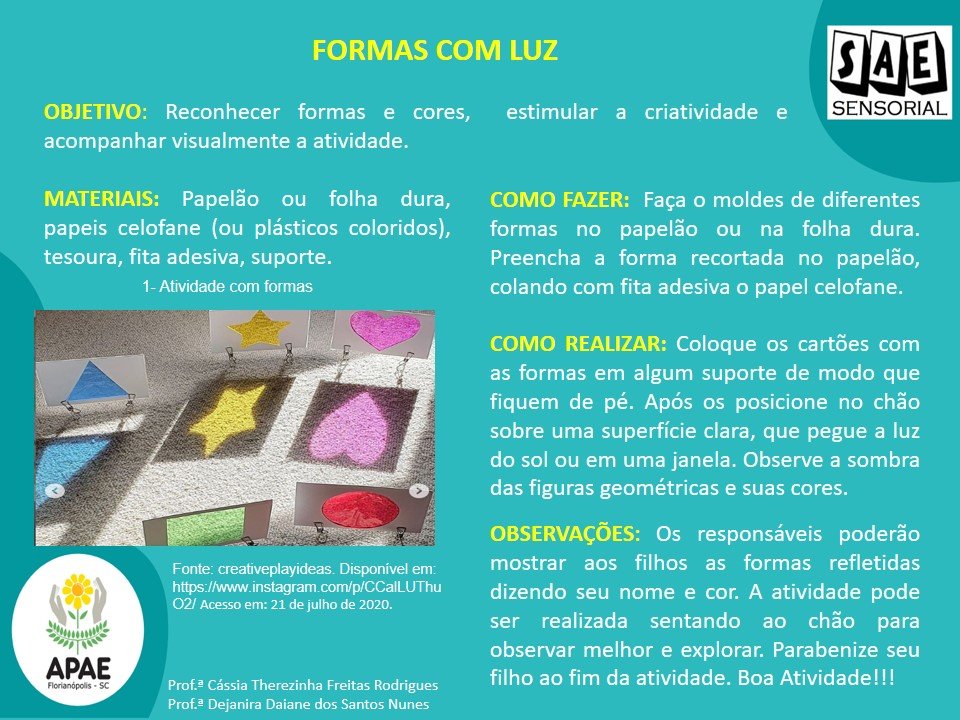 Formas com Luz - SAE Sensorial