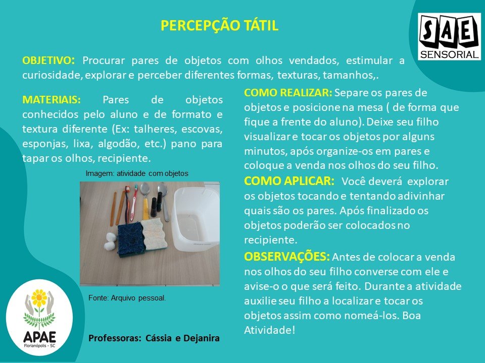 Percepção tátil - Sae Sensorial